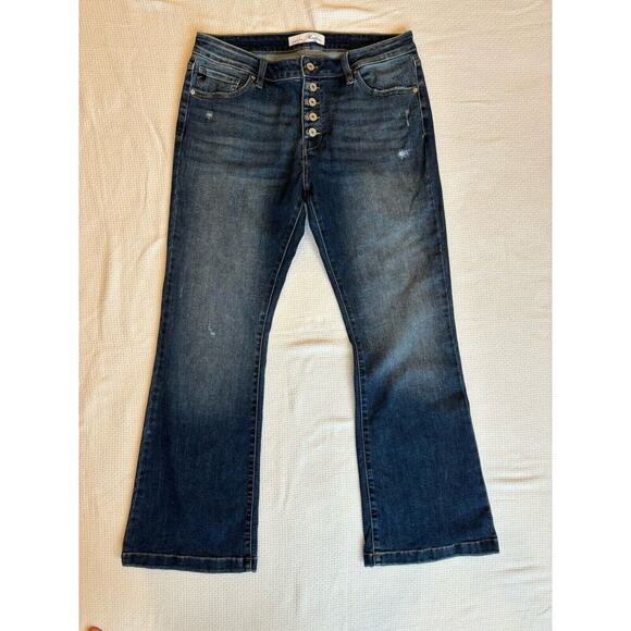 Kancan Jeans 31 Dark Wash Baylor Mid rise Flare Western Cowgirl Preppy - Picture 3 of 14